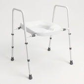 NRS Mowbray Toilet Seat & Frame, width adjustable with ergonomic U-shaped seat for bathroom support, front view.