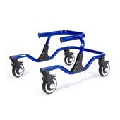 Drive Moxie Gait Trainer, adjustable paediatric walker with four black and white casters for mobility support, front view.
