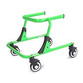 Drive Moxie Gait Trainer, lightweight height-adjustable four-wheeled paediatric walker with black accents, front view.