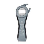 Homecraft Multi Opener with black grips, non-slip handle, icons for opening jars, cans and bottles, front view.