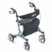 Drive Nitro SL Rollator with hand brakes, adjustable handles, black seat and storage pouch, side view.