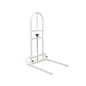 Homecraft Parnell Premier Bed Rail with vertical ergonomic handle and adjustable support for bed transfers, side view.