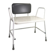 Aidapt Portland Bariatric Shower Chair with adjustable height, armrests, backrest and rubber-tipped legs, front view.