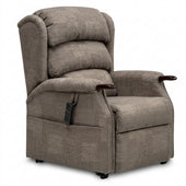 Repose Henley bariatric dual motor riser recliner chair with padded back and wooden arms, supports up to 40 stone, front view.