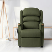 Repose Henley Dual Motor Riser Recliner Chair in Leaf fabric, shown in a modern living room, front angle.