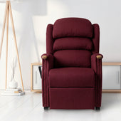 Repose Henley dual motor recliner chair in pomegranate fabric, shown from the front.
