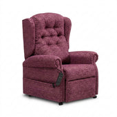 Repose Marbella Dual Motor Riser Recliner Chair with padded armrests and wired remote, front view.