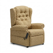 Repose Seating Marbella Dual Motor Riser Recliner Chair with button-tufted back, pocket sprung seat and wired remote, front view.