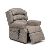 Repose Rimini Dual Motor Tilt-in-Space Chair with deluxe pocket sprung seat, remote control and extended footrest, side view.