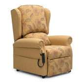 Repose Westbury Dual Motor Riser Recliner Chair with padded arms and high back, UK-made, against white background, front view.