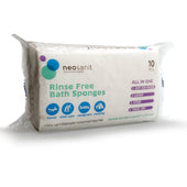 Hospital Direct rinse free bath sponges pack of 10, for easy washing without water, shown in packaging, front view.