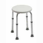 Drive Round Shower Stool with adjustable height and non-slip rubber feet, front view.