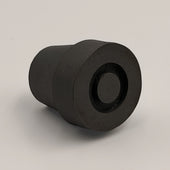 Able2 Rubber Walking Stick Ferrule 16mm, cylindrical with flat top, on a light plain surface, front view.