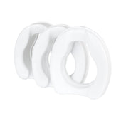 Three Savanah raised toilet seats without lid, featuring a contoured surface, angled view.