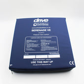 Sidhil Serenade VE Seat Cushion with visco-elastic foam for medium to high risk patients, care instructions visible, front view.