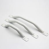 Aidapt Solo Easigrip Flat End Grab Bars in three lengths with mounting plates, shown diagonally on a white background, top view.