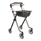 Rehasense Space I Indoor Rollator, height adjustable with hand brake and flat tray for indoor use, front angle view.