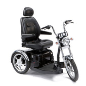 Drive Sport Rider Scooter with all-round suspension, high-back seat, armrests and motorcycle-style handlebars, front angle view.