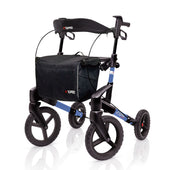 Topro Olympos All Terrain Rollator with large wheels, hand brakes and front bag, designed for outdoor use, front angle view.