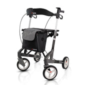 Topro Troja 5G Premium rollator with seat, brakes, four wheels and storage bag, front view.