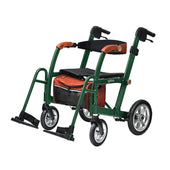 Able2 Uplivin Glide rollator and wheelchair with seat, storage pouch, and four wheels, side view.