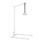 Sidhil Whitby Lifting Pole free-standing bed assist with triangular grip handle, used for patient support, side view.