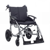 Urathon Zephyr Crash Tested Wheelchair with lightweight foldable frame, armrests and footrests, front view.