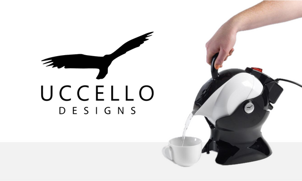 Uccello Designs logo and kettle tipper
