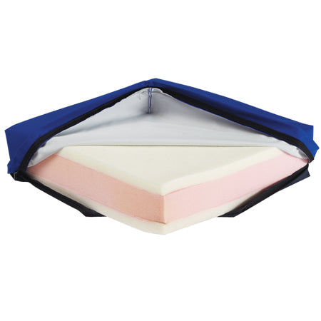Sidhil Serenade VE layered visco-elastic foam seat cushion for medium to high risk pressure relief, angled view.