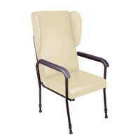 Chelsfield Height Adjustable Chair with armrests, ergonomic back, and black metal frame, front view.