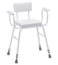 Perching Stool (Padded Arms and Backrest) - White