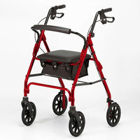 Days 100 Series Lightweight Four Wheeled Rollator - Red