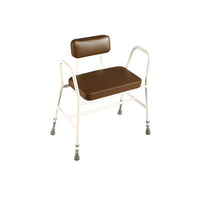 Bariatric Perching Stool with Padded Back - White