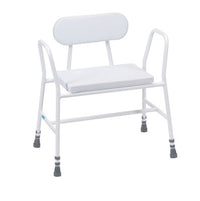 Bariatric Perching Stool with Padded Back - White
