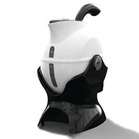 Uccello Kettle with ergonomic handle, easy-pour spout and water level indicators, side view.