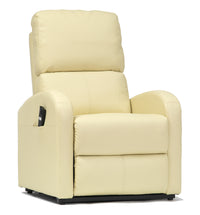 Two Pillow Single Motor PU Riser Recliner in cream