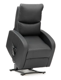 Two Pillow Dual Motor PU Riser Recliner - Black