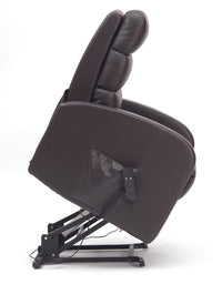Three Pillow Single Motor PU Riser Recliner - Brown