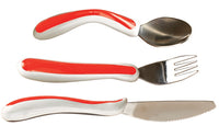 Kura Care Adult Cutlery Set - Red / White