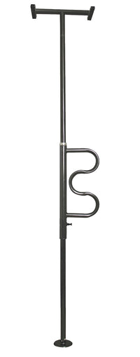 Security Pole and Curved Grab Bar - White
