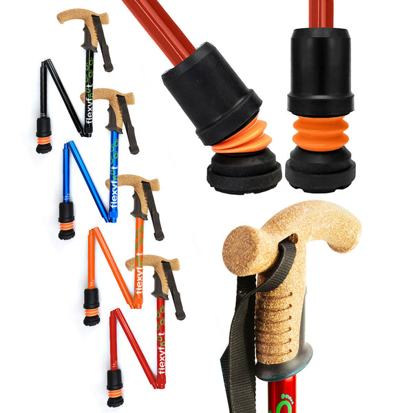 Flexyfoot Cork Handle Folding Walking Stick Image 2