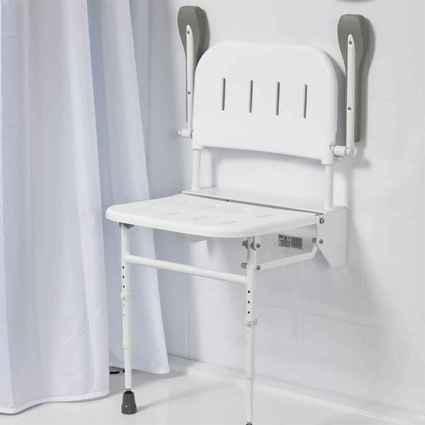 NRS Folding Shower Seat with Legs, Back and Arms Image 2