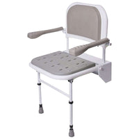 NRS Folding Shower Seat with Legs, Padded Seat, Back and Arms