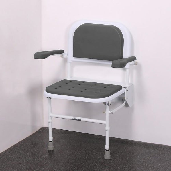 NRS Folding Shower Seat with Legs, Padded Seat, Back and Arms Image 2
