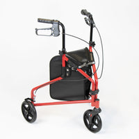 NRS Three Wheel Steel Rollator - Red