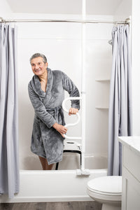 Bath Security Pole and Curved Grab Bar