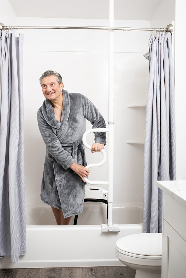 Bath Security Pole and Curved Grab Bar Image 5