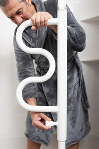 Bath Security Pole and Curved Grab Bar