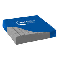 Apollo Classic Med Bariatric Cushion with cutaway showing contoured foam interior for pressure relief, angled view.