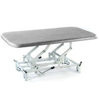 SEERS Medical Hydraulic Therapy Mat Table with adjustable padded surface and hydraulic base, suitable for exams or rehab, side view.